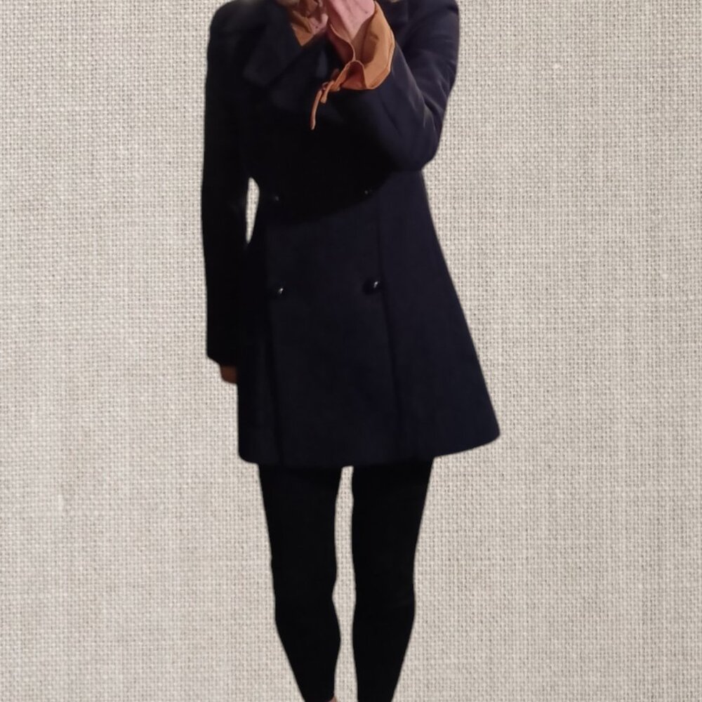 ZARA WOMAN Wool Double Breasted Thigh Length Peacoat XS - Picture 10 of 16